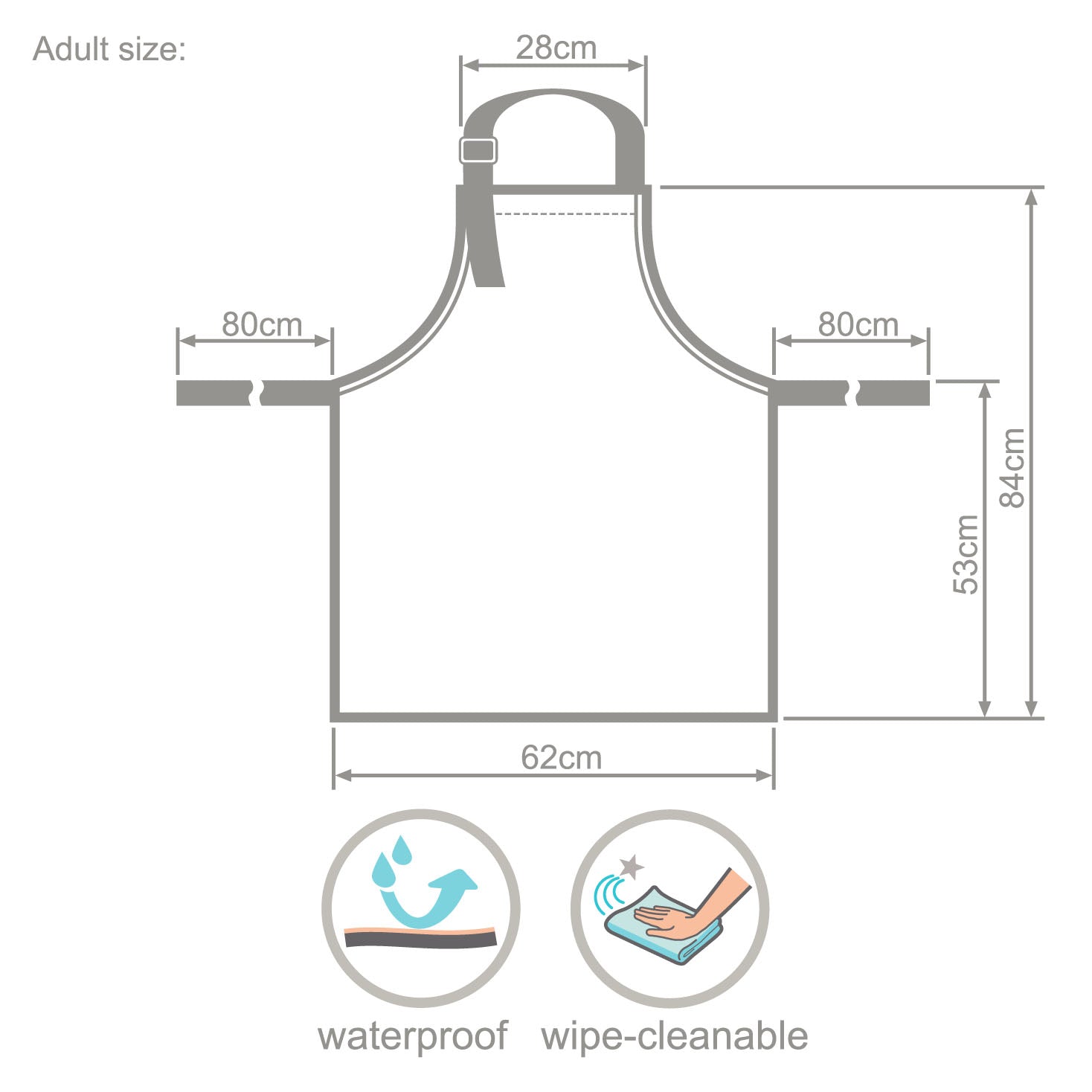 Wipeezee Child Apron and Splash Mat Bundle - Grey Happy Fruit