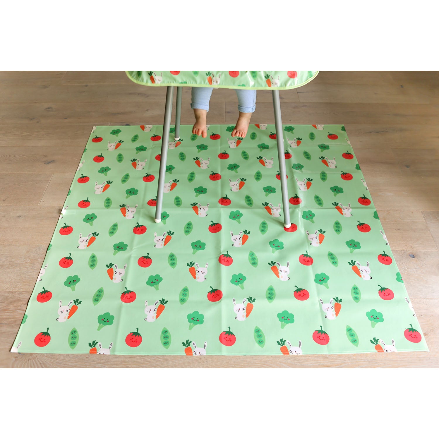 Wipeezee Coverall Bib and XL Splash Mat Bundle - Green Bunny and Veg