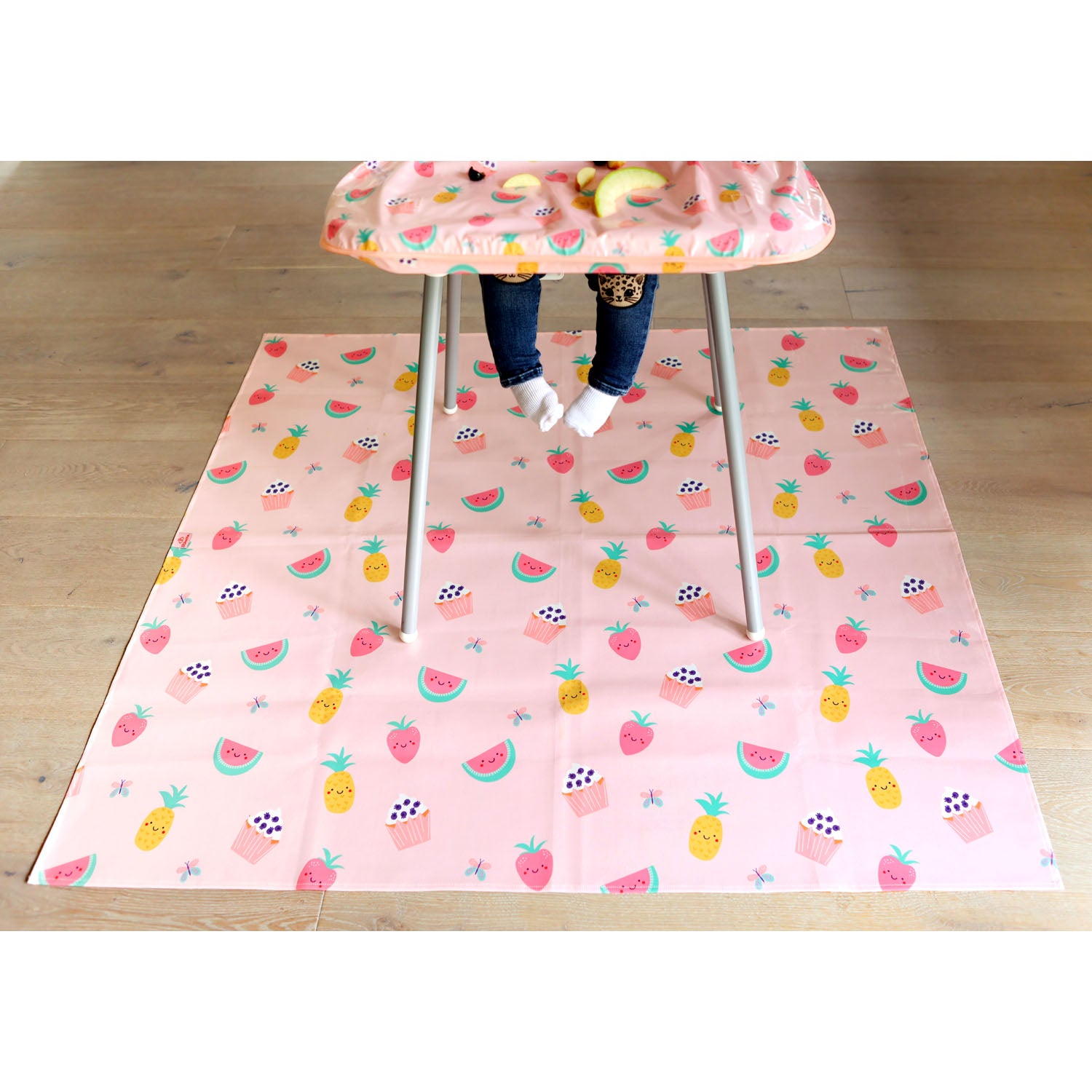 Wipeezee Coverall Bib and XL Splash Mat Bundle- Pink Yummy Treats