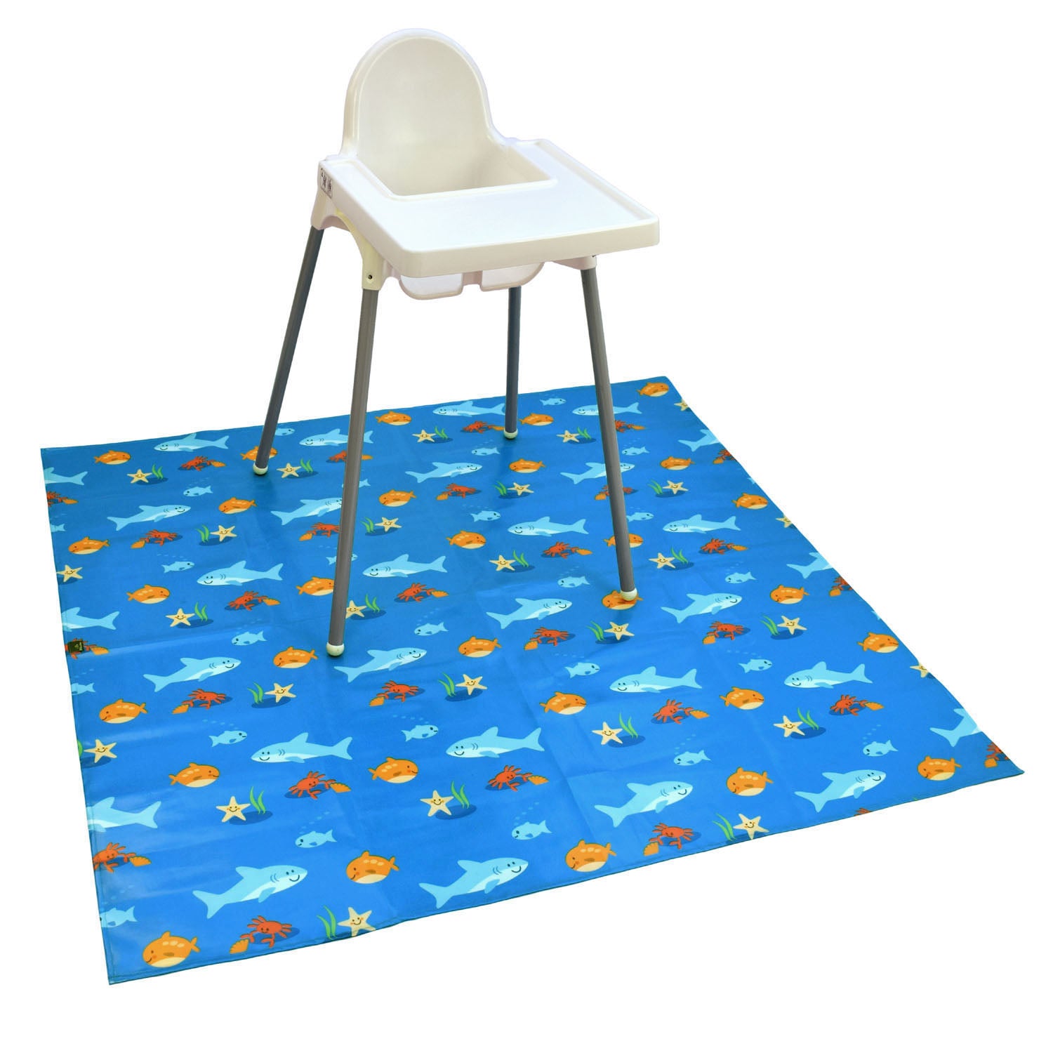 Wipeezee Coverall and XL Splash Mat Bundle - Turquoise Sea Creatures