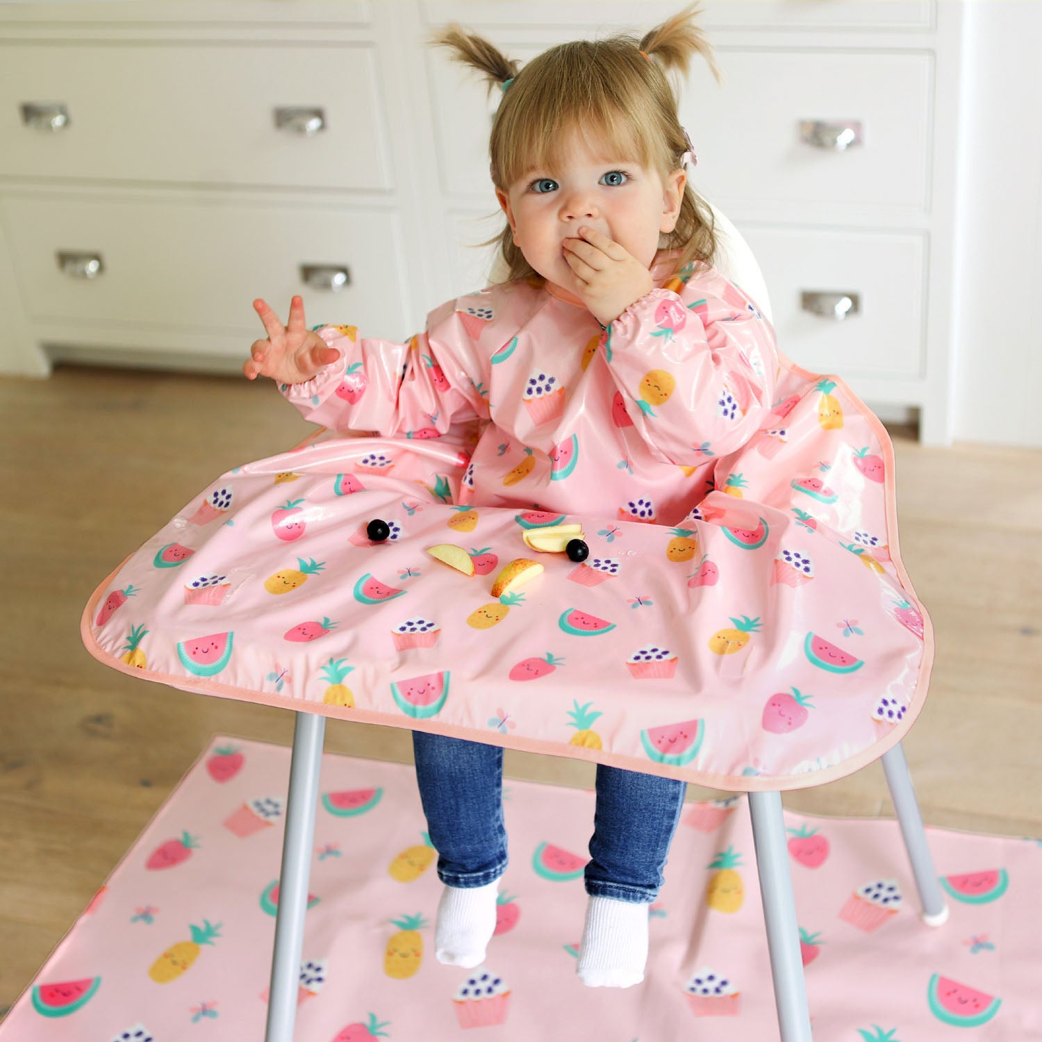 Wipeezee XL Coverall and Splash Mat Bundle- Pink Yummy Treats