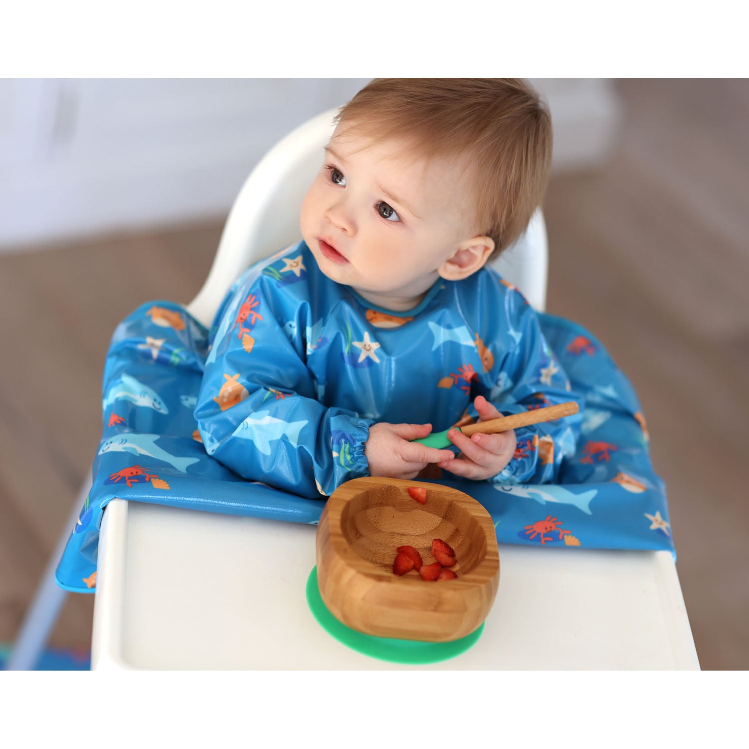 Wipeezee Coverall Bib and XL Splash Mat Bundle - Turquoise Sea Creatures