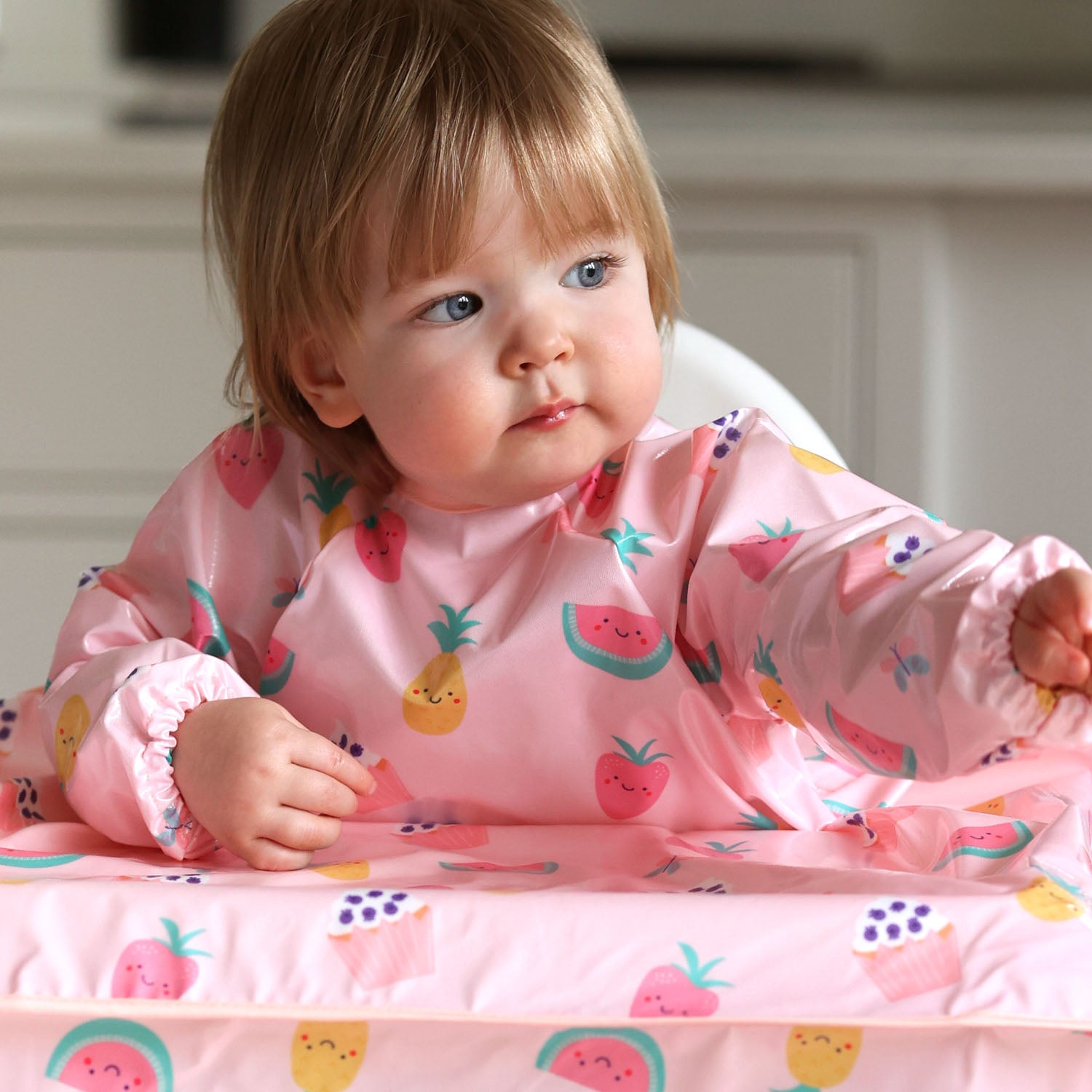 Wipeezee Coverall Bib and XL Splash Mat Bundle- Pink Yummy Treats