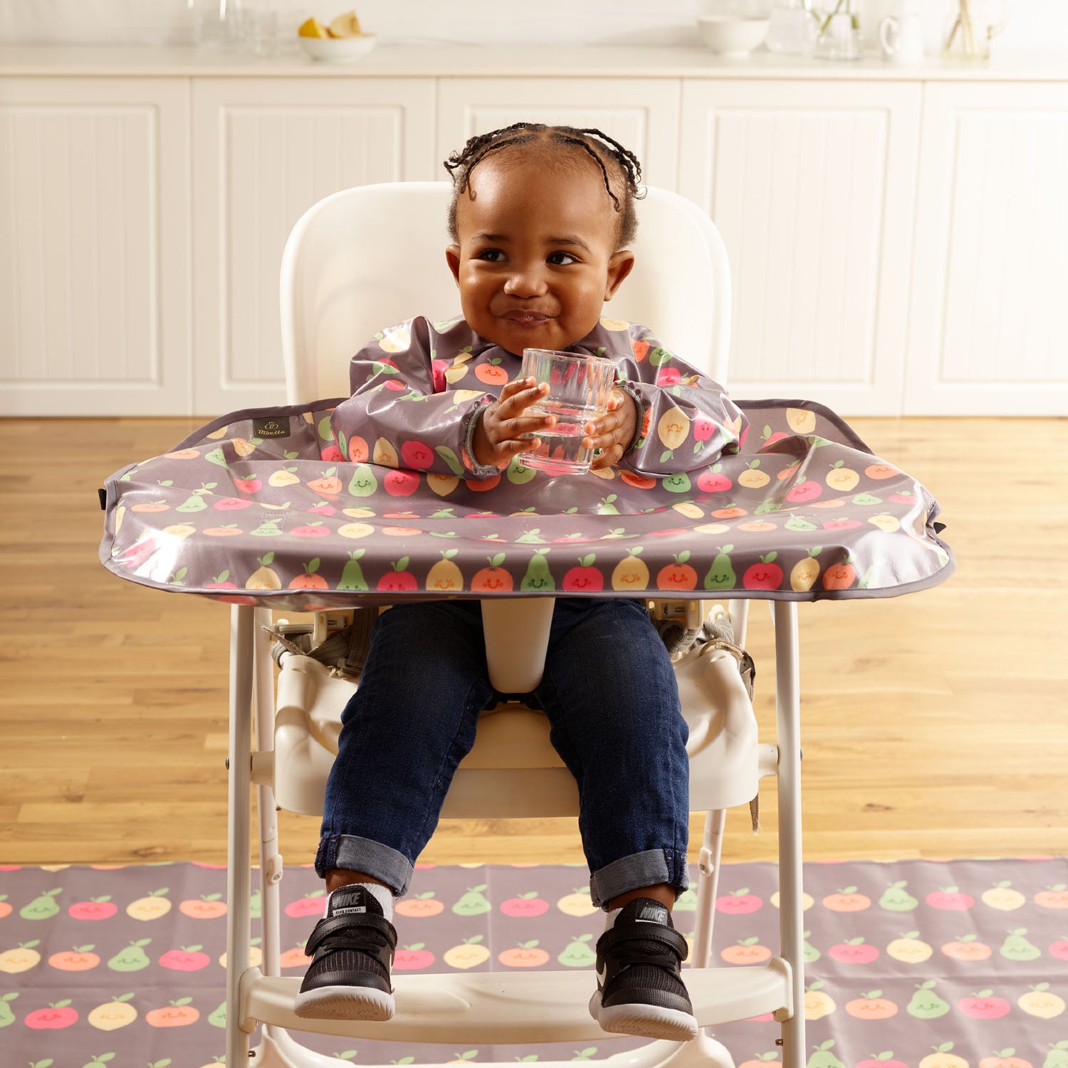Wipeezee Coverall Bib and XL Splash Mat Bundle - Grey Fruit