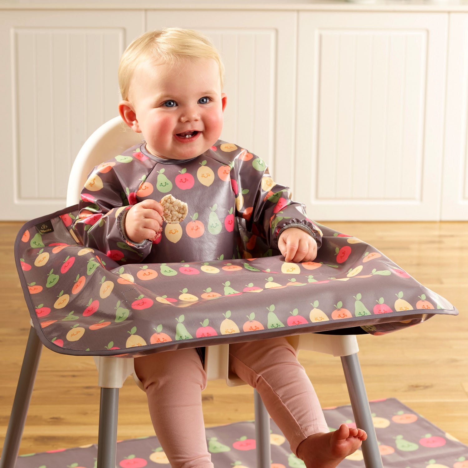 Wipeezee Coverall Bib and XL Splash Mat Bundle - Grey Fruit