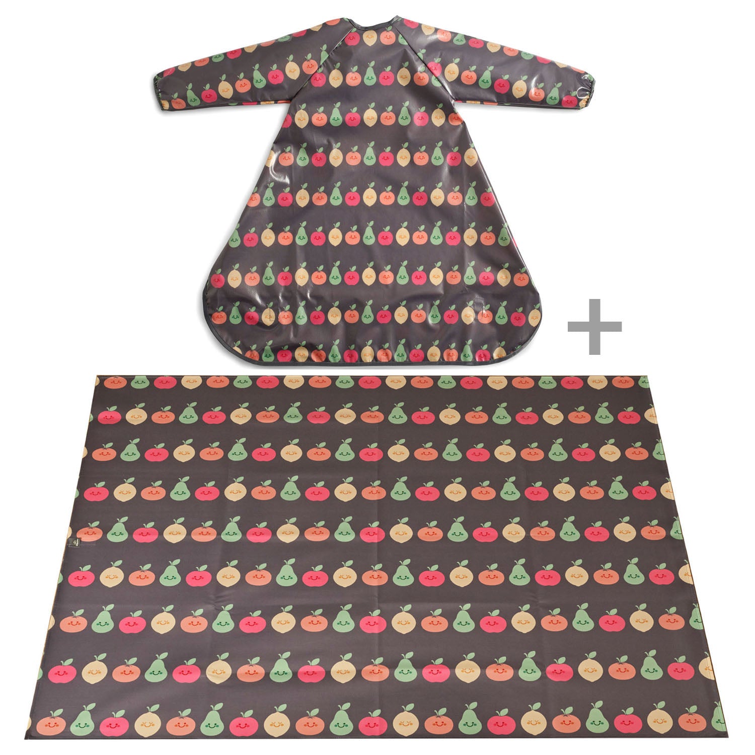 Wipeezee Coverall Bib and XL Splash Mat Bundle - Grey Fruit