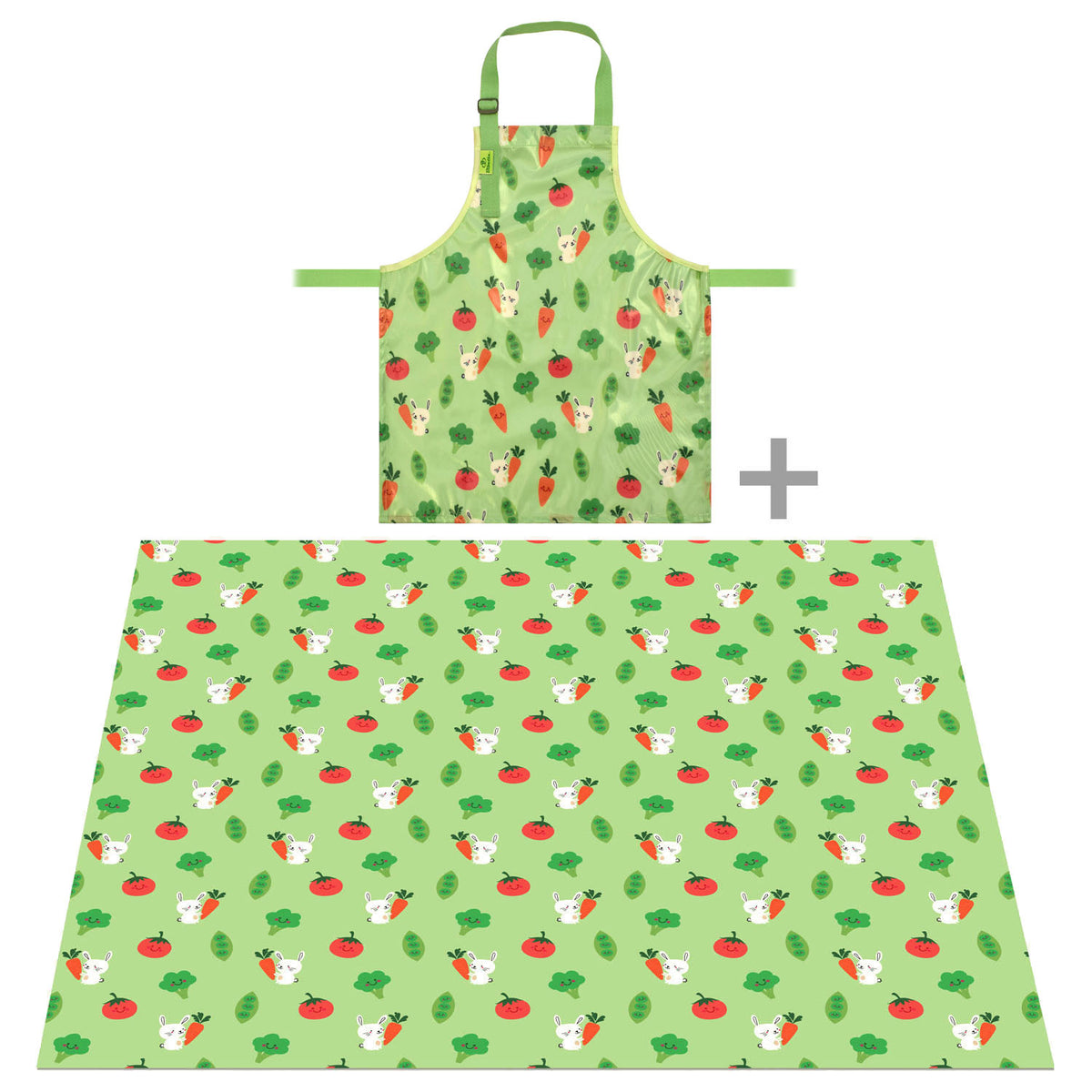 Wipeezee Child Apron and Splash Mat Bundle - Green Bunny and Veg