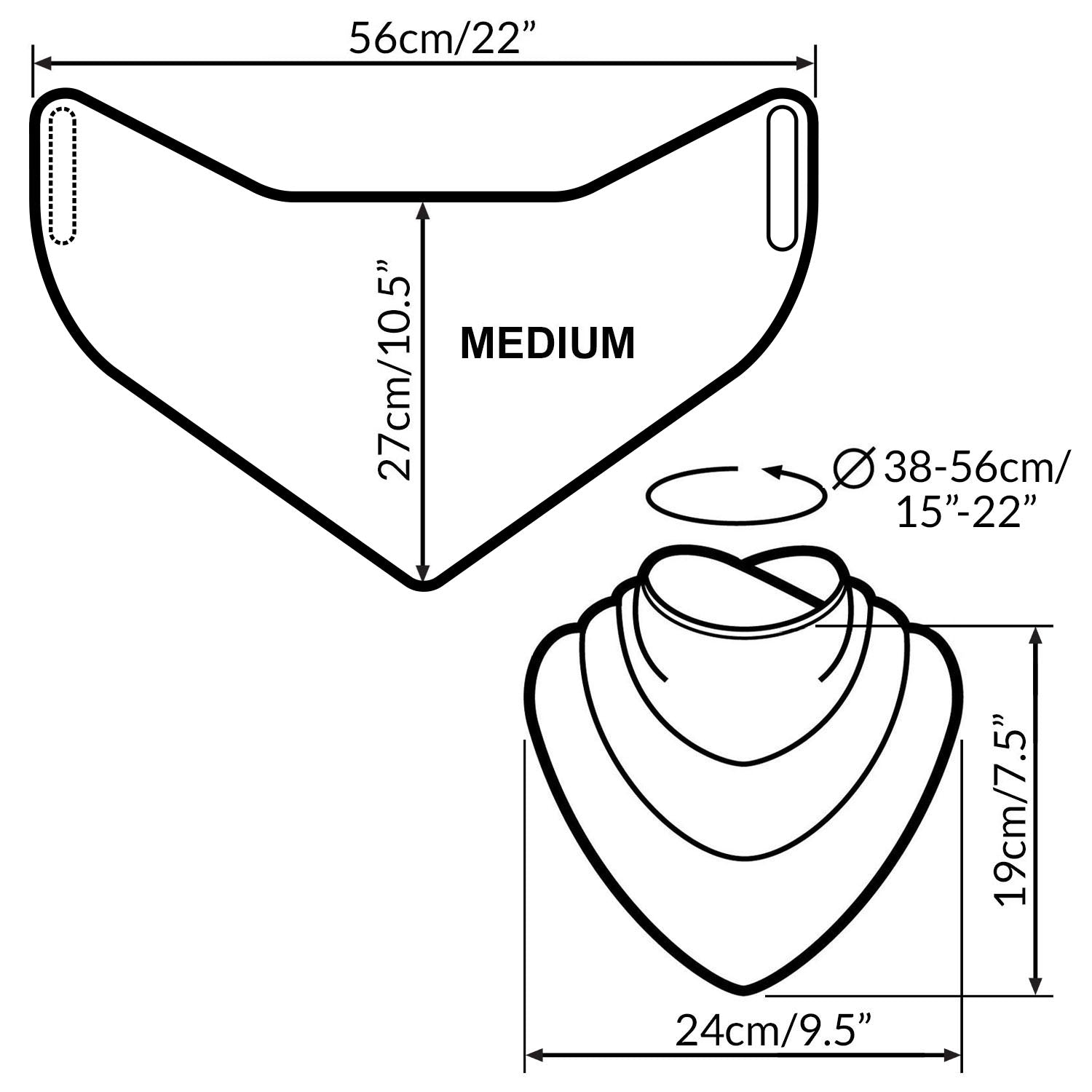 Premium Neckerchief Style Adult Dribble Bib - Waterproof & Discreet - Medium - Charcoal Black