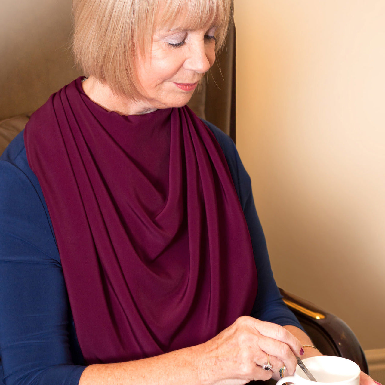 Pashmina scarf style clothing protector - Burgundy (UK VAT Exempt) | Health Care | Care Designs