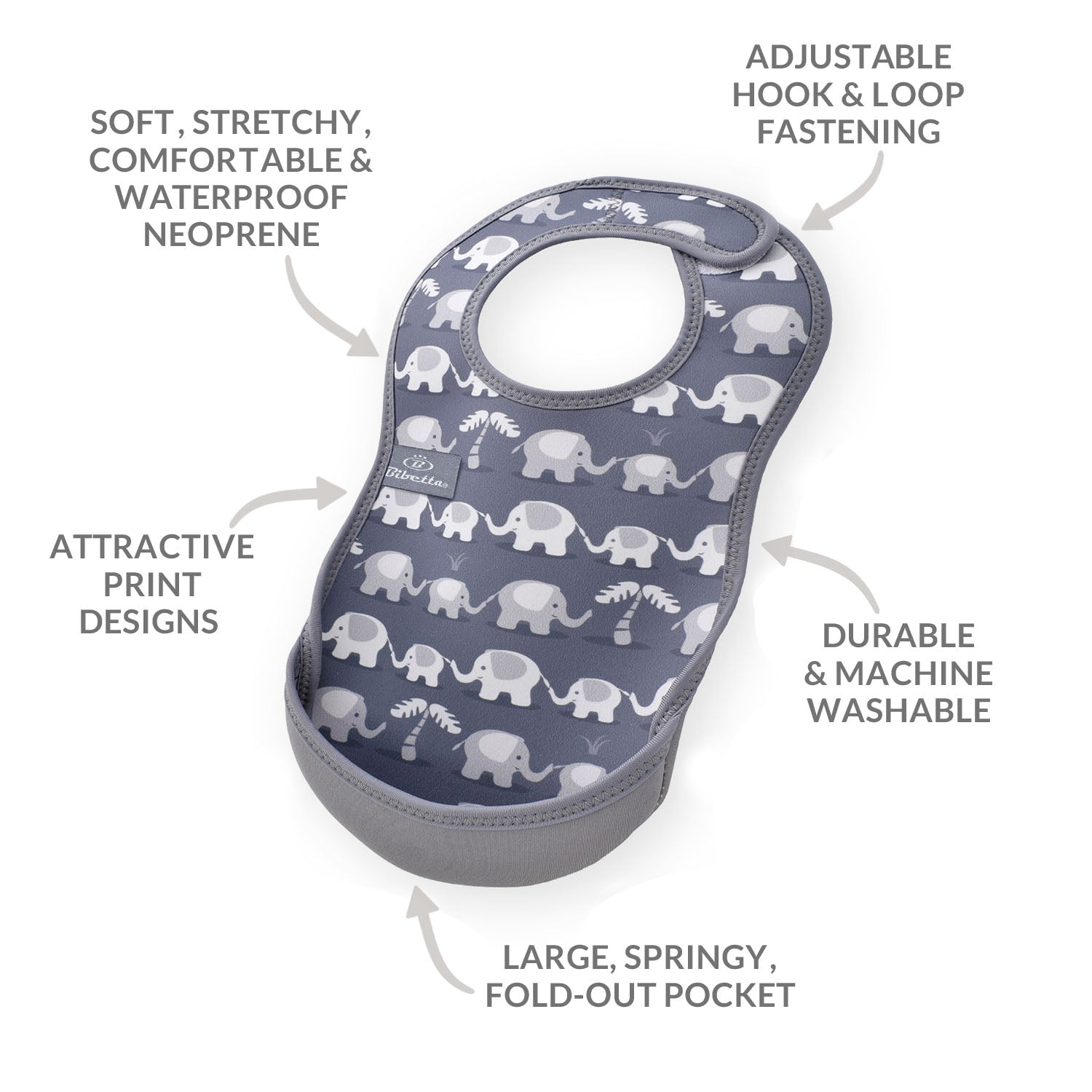 UltraBib 2 pack - Elephants and Plain Grey