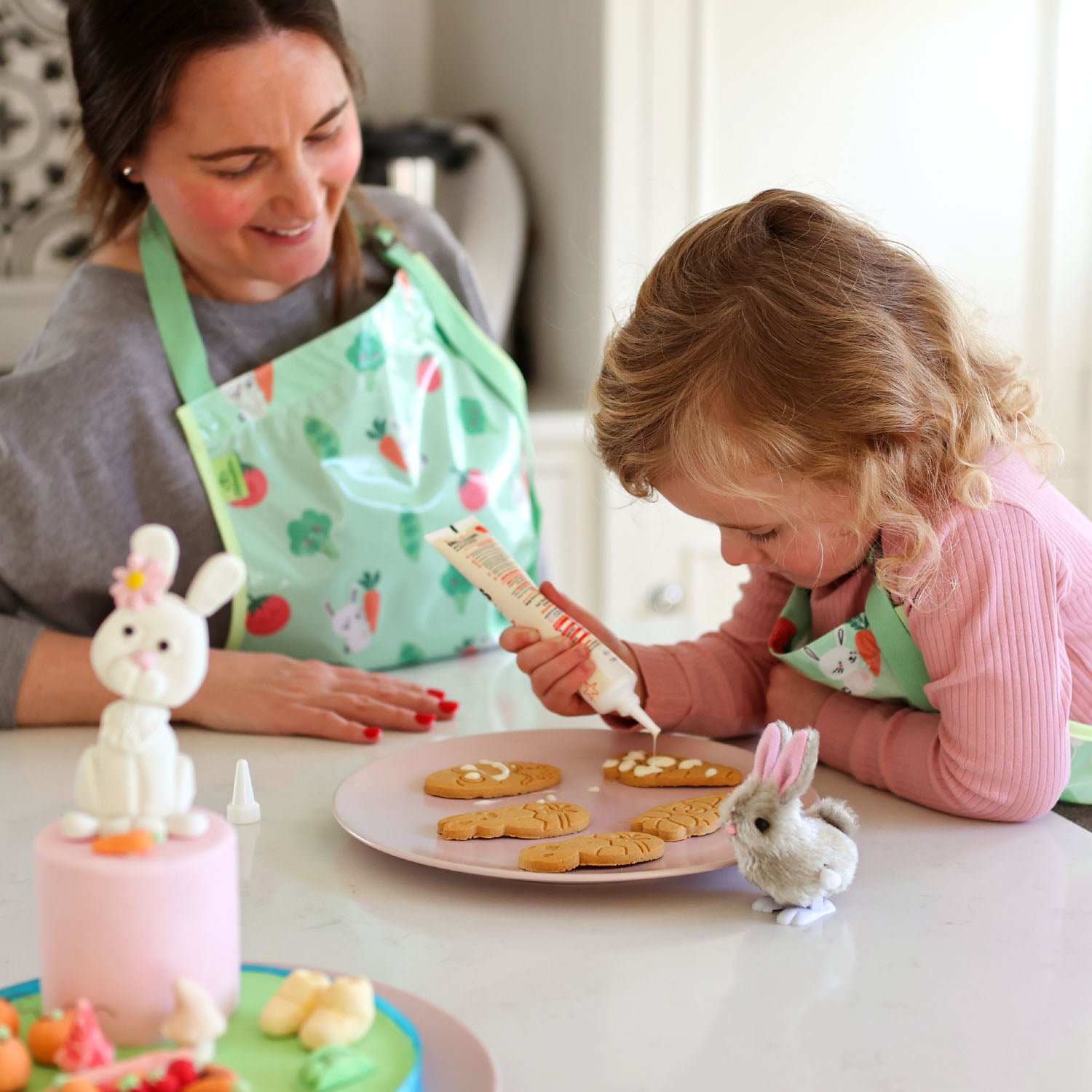 Wipeezee Apron - Adult size - Green Bunny and Veg | Aprons | Bibetta