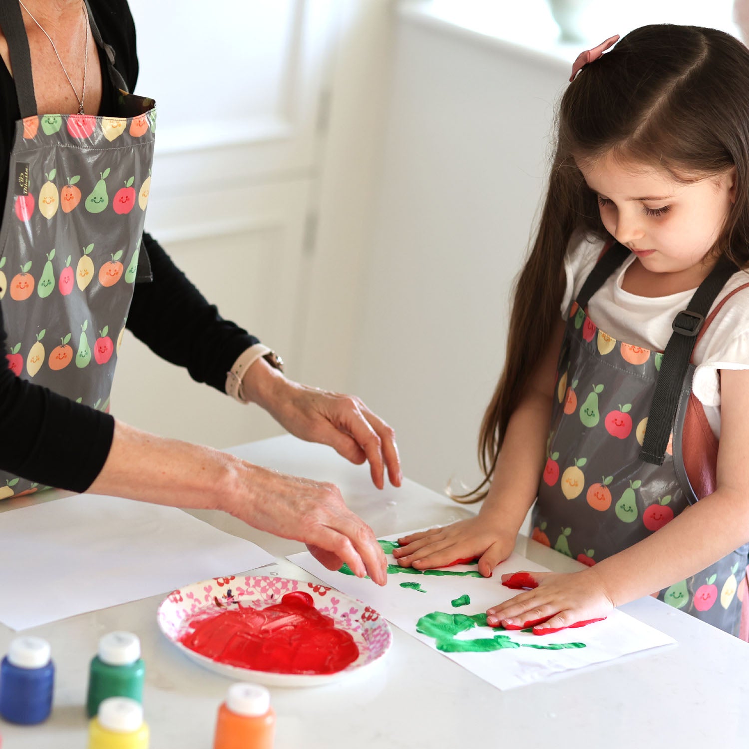 Wipeezee Apron - Child's size - Grey Happy Fruit | Aprons | Bibetta