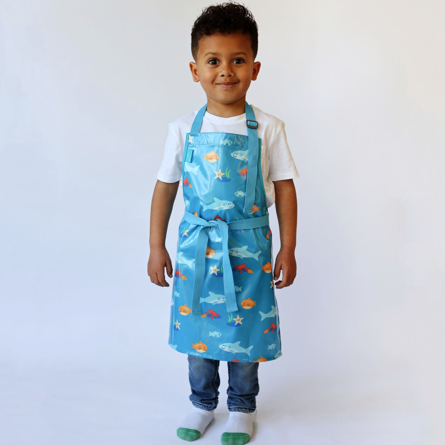 Wipeezee Apron - Child's size - Turquoise Sea Creatures | Aprons | Bibetta