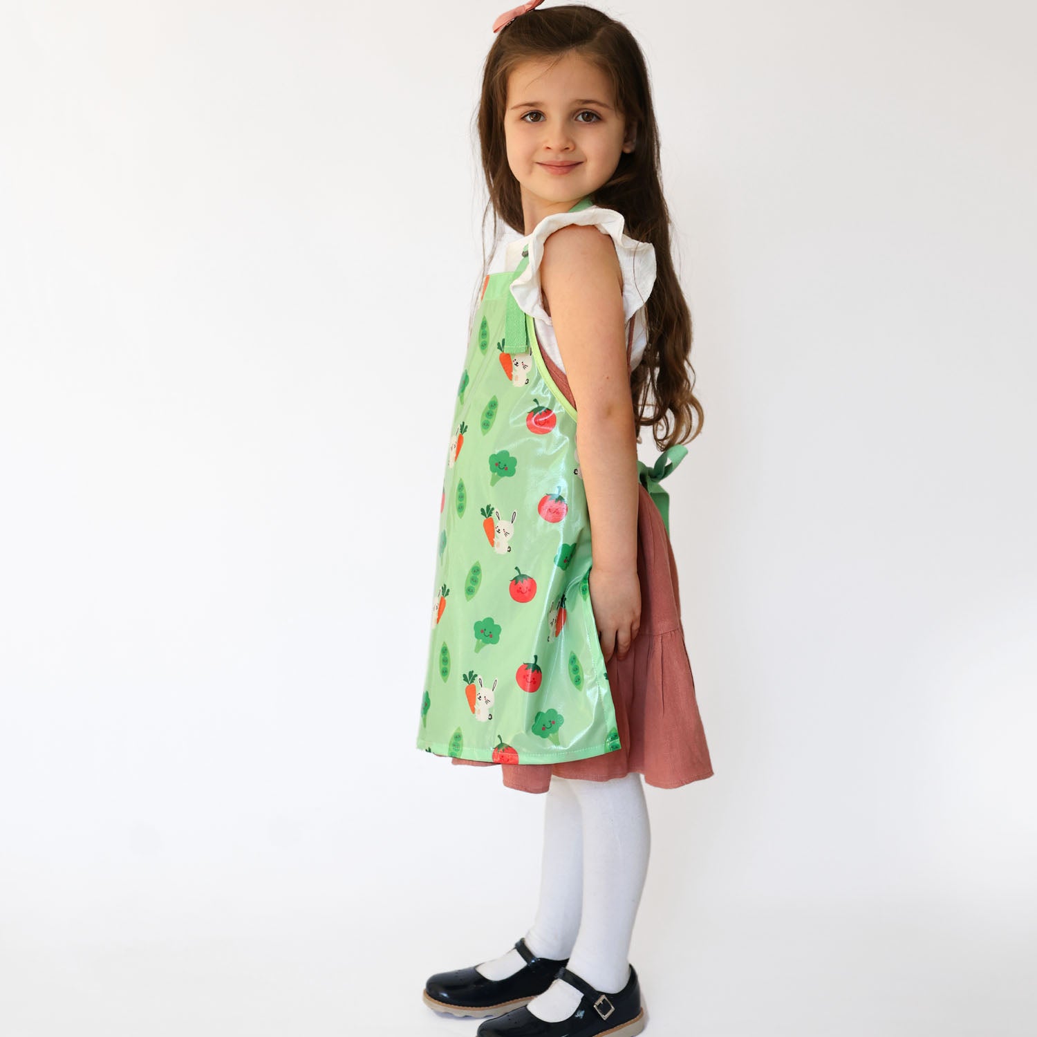 Wipeezee Apron - Child's size - Green Bunny and Veg | Aprons | Bibetta