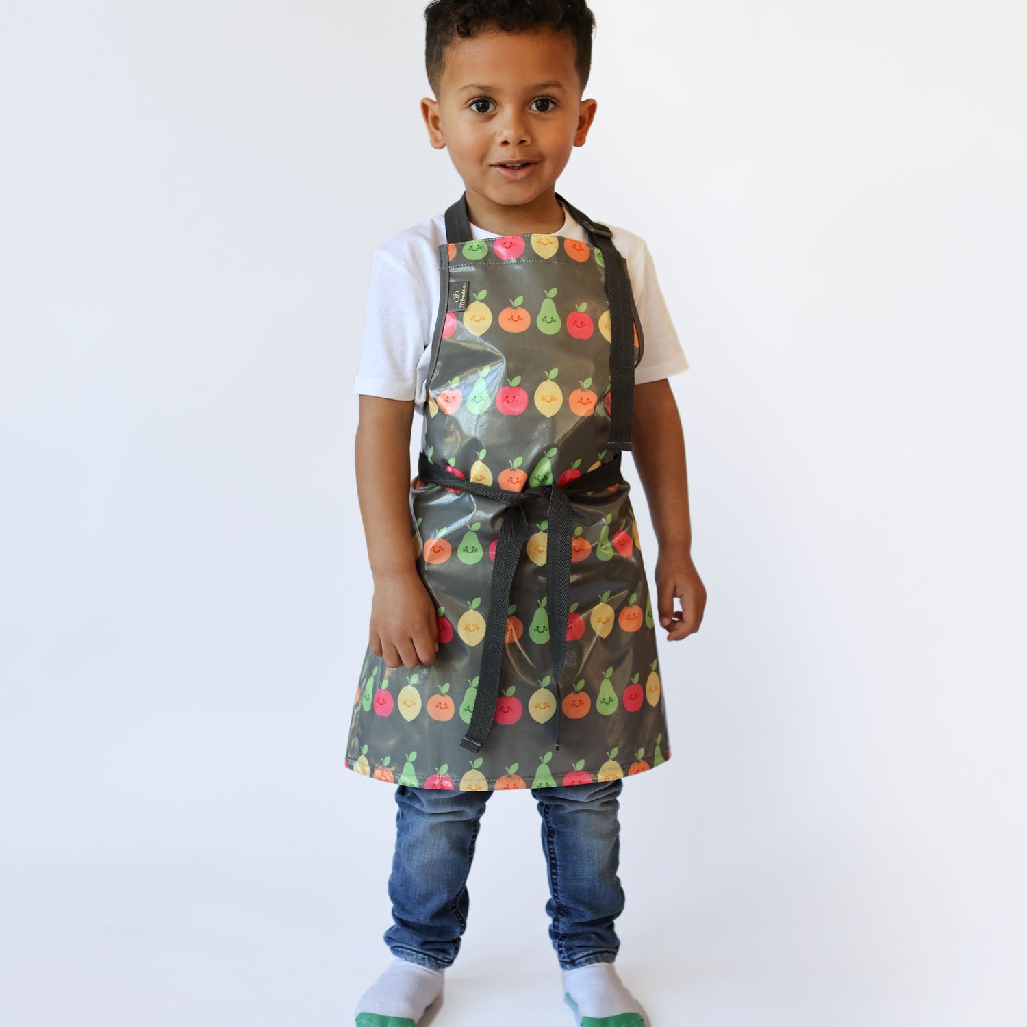 Wipeezee Apron - Child's size - Grey Happy Fruit | Aprons | Bibetta