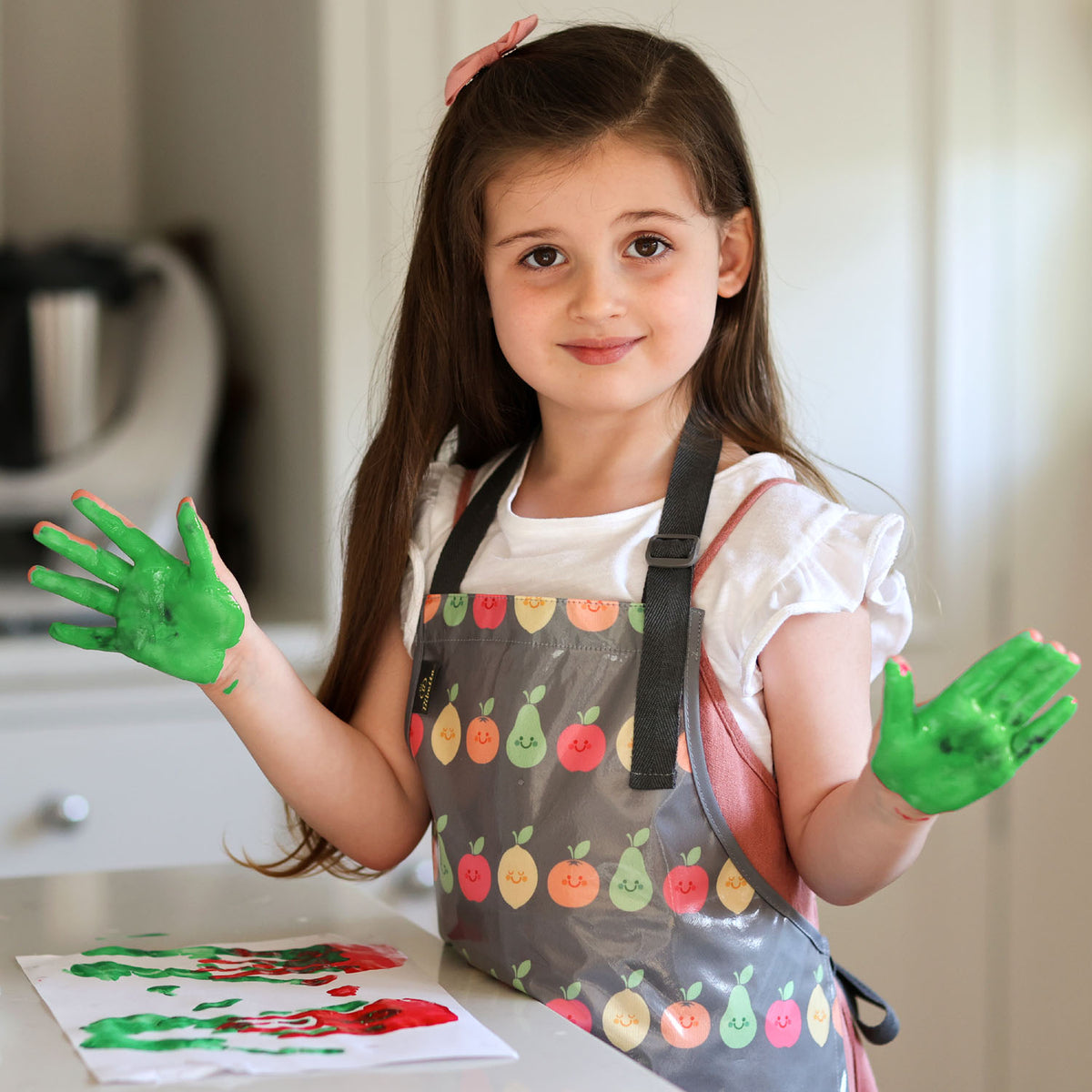 Wipeezee Apron - Child's size - Grey Happy Fruit | Aprons | Bibetta