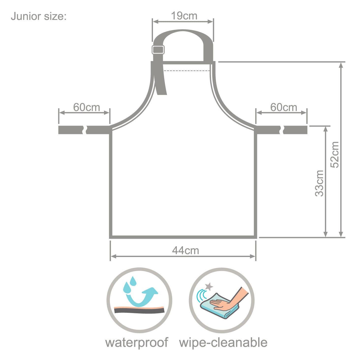 Wipeezee Apron - Child's size - Grey Happy Fruit