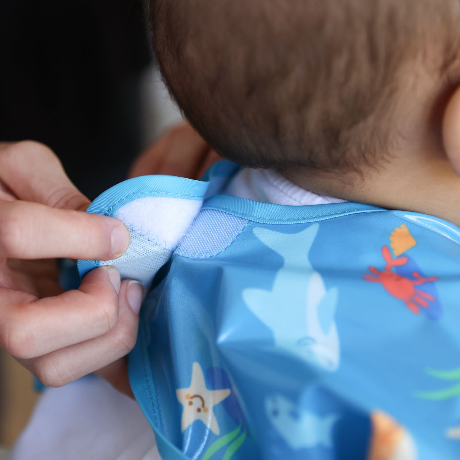 Wipeezee Bib with Sleeves - Turquoise Sea Creatures | Bibs | Bibetta