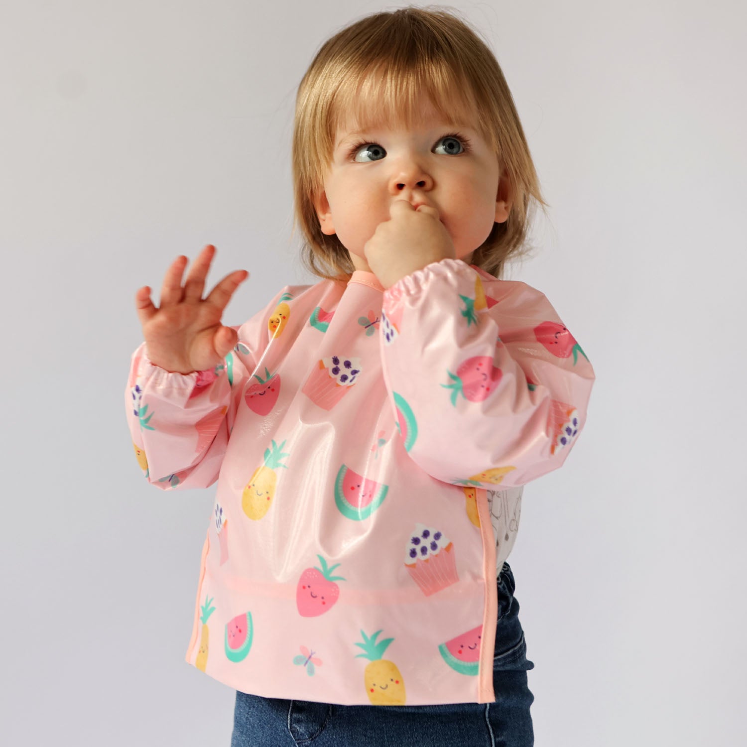Wipeezee Bib with Sleeves - Pink Yummy Treats | Bibs | Bibetta