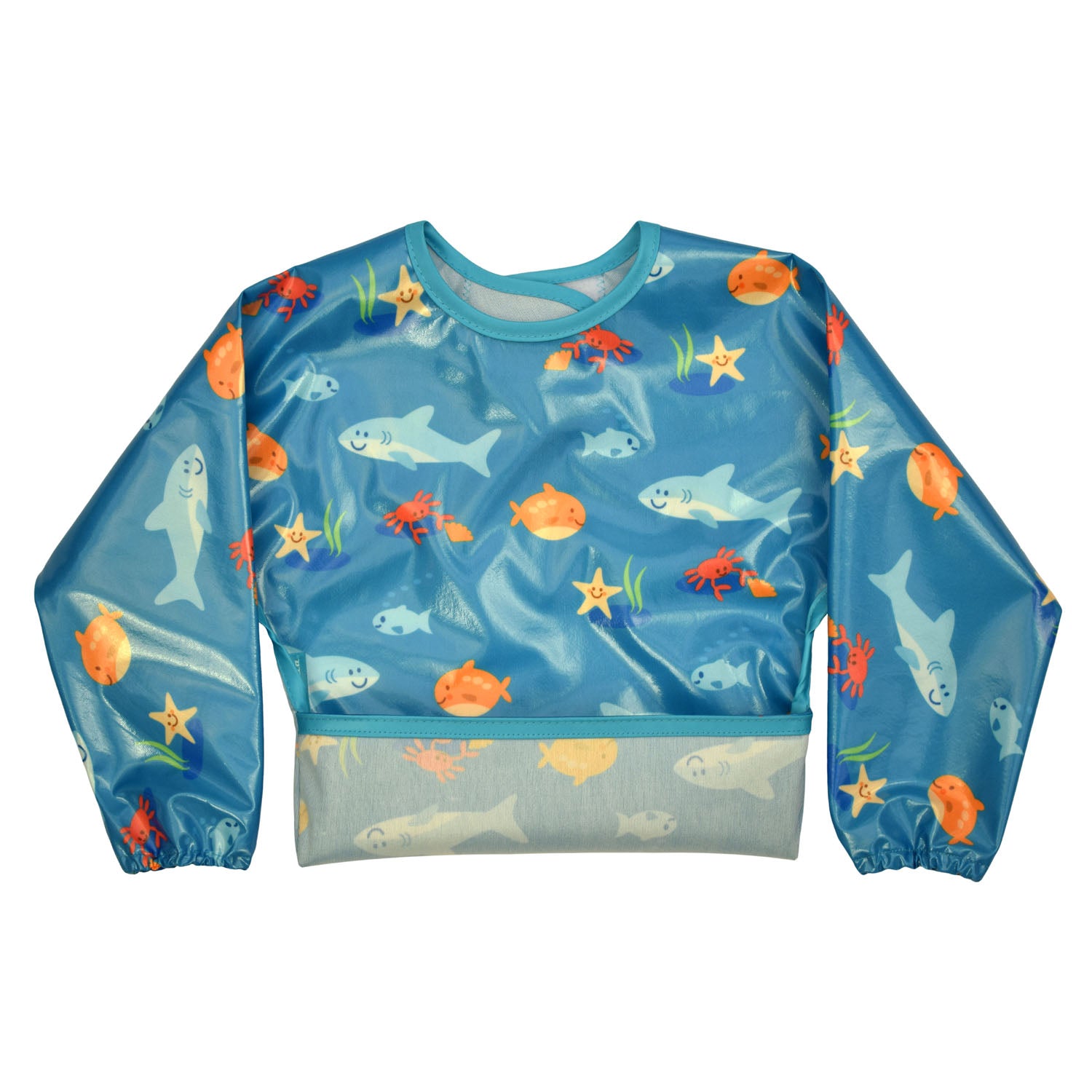 Wipeezee Bib with Sleeves - Turquoise Sea Creatures | Bibs | Bibetta