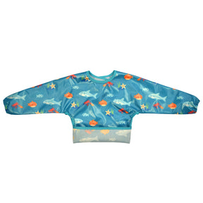 Wipeezee Bib with Sleeves - Turquoise Sea Creatures | Bibs | Bibetta