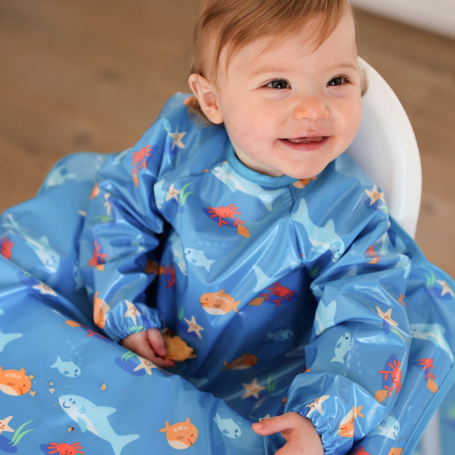 Wipeezee XL Coverall Bib - Turquoise Sea Creatures | Bibs | Bibetta