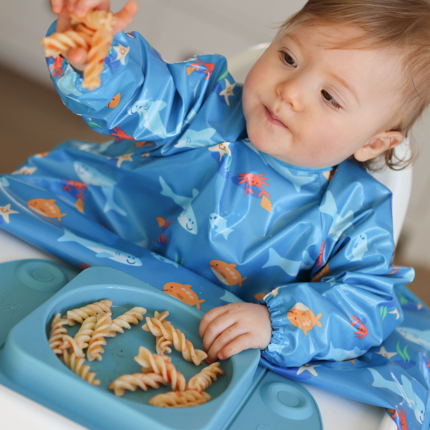 Wipeezee XL Coverall Bib - Turquoise Sea Creatures | Bibs | Bibetta