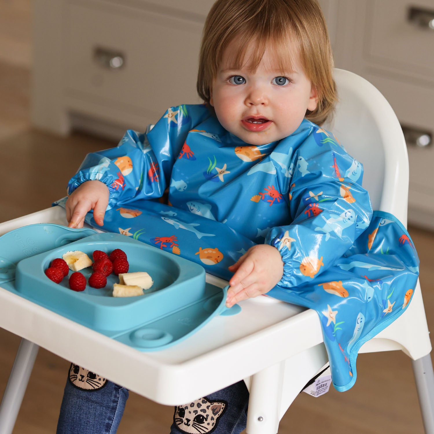 Wipeezee XL Coverall Bib - Turquoise Sea Creatures | Bibs | Bibetta