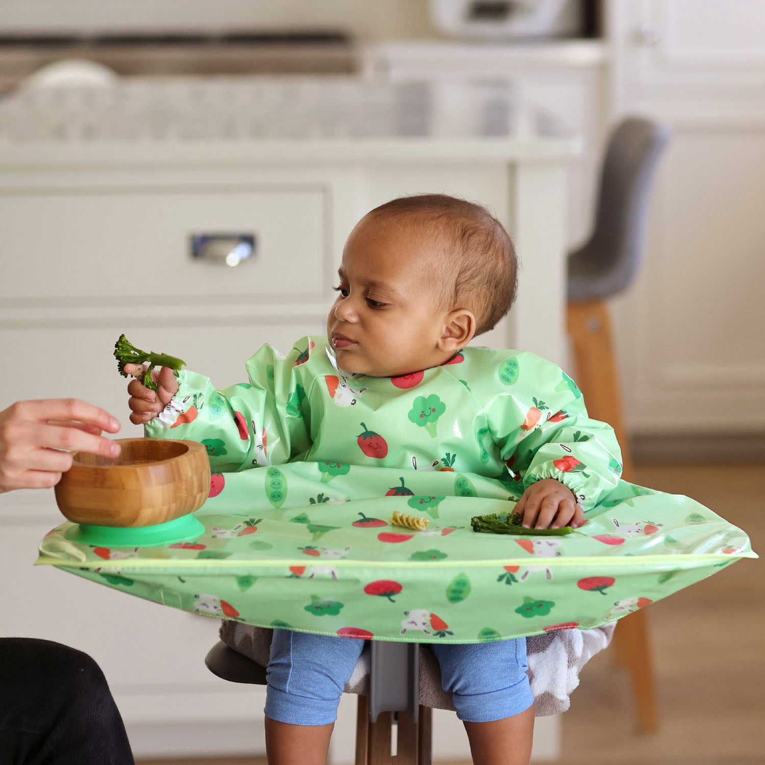 Wipeezee XL Coverall Bib - Green Bunny & Veg | Bibs | Bibetta