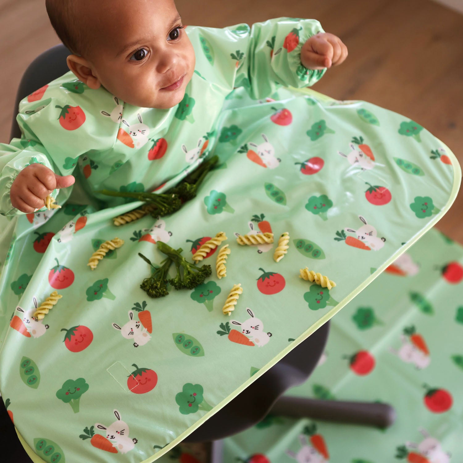 Wipeezee XL Coverall Bib - Green Bunny & Veg | Bibs | Bibetta