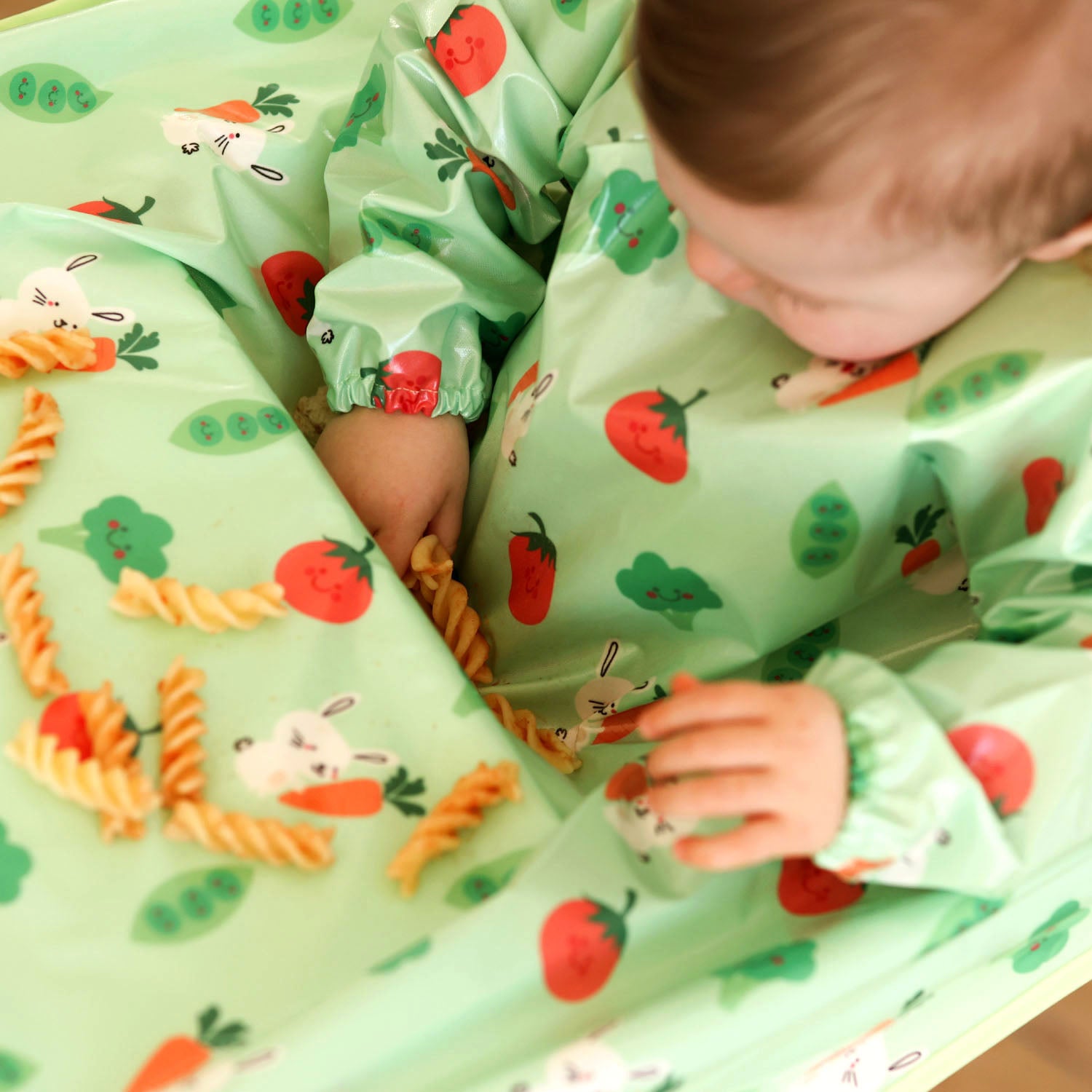 Wipeezee XL Coverall Bib - Green Bunny & Veg | Bibs | Bibetta
