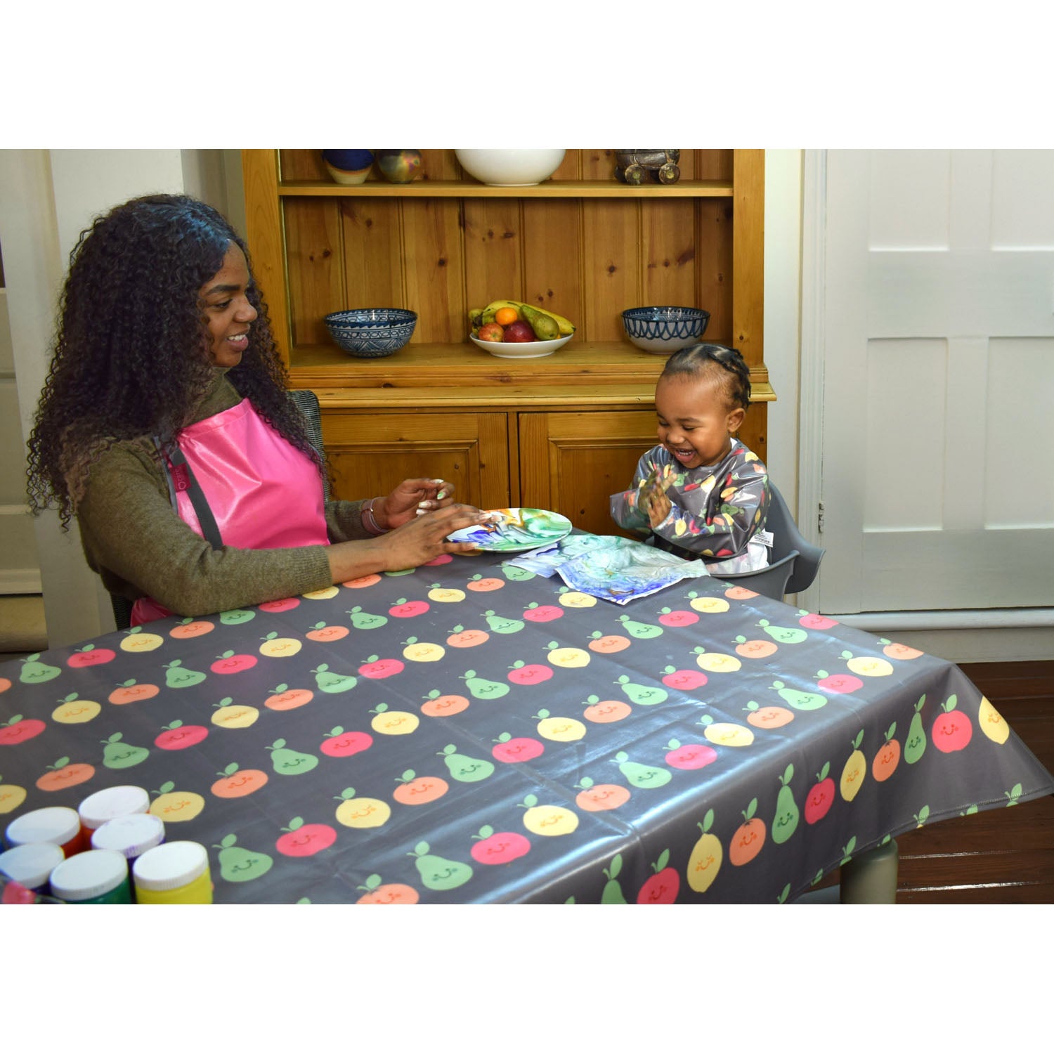 Wipeezee XL Splash Mat - Grey Happy Fruit | Splash Mat | Bibetta