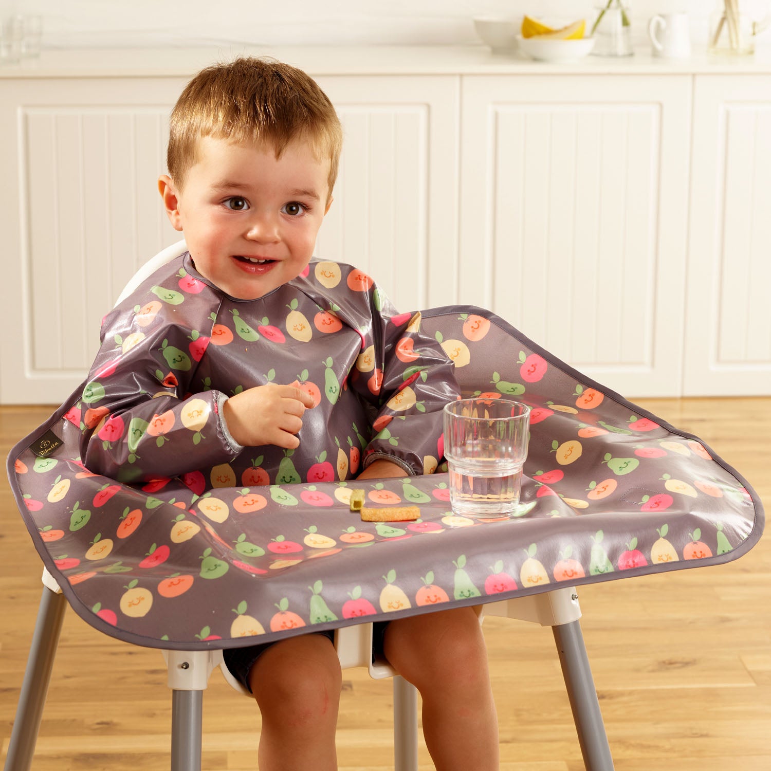 Wipeezee XL Coverall Bib - Grey Happy Fruit | Bibs | Bibetta