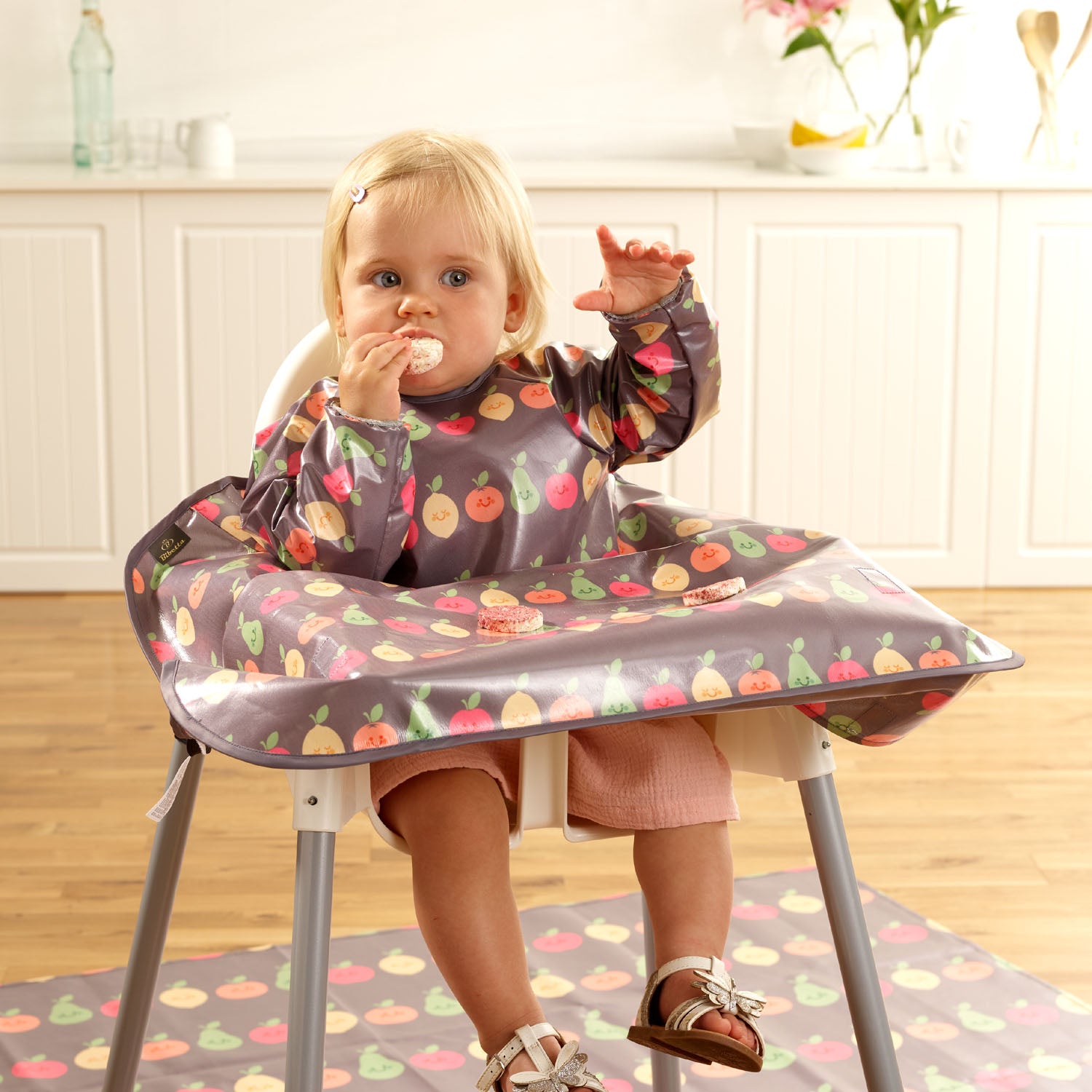 Wipeezee XL Coverall Bib - Grey Happy Fruit | Bibs | Bibetta