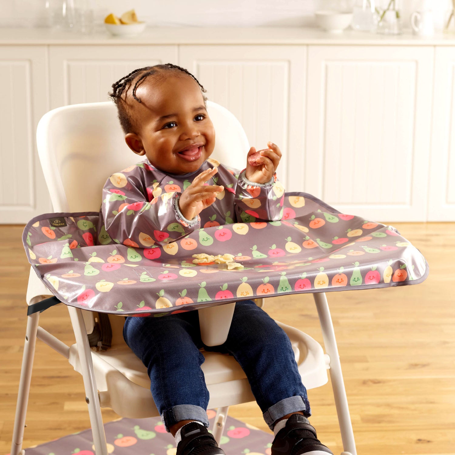 Wipeezee XL Coverall Bib - Grey Happy Fruit | Bibs | Bibetta