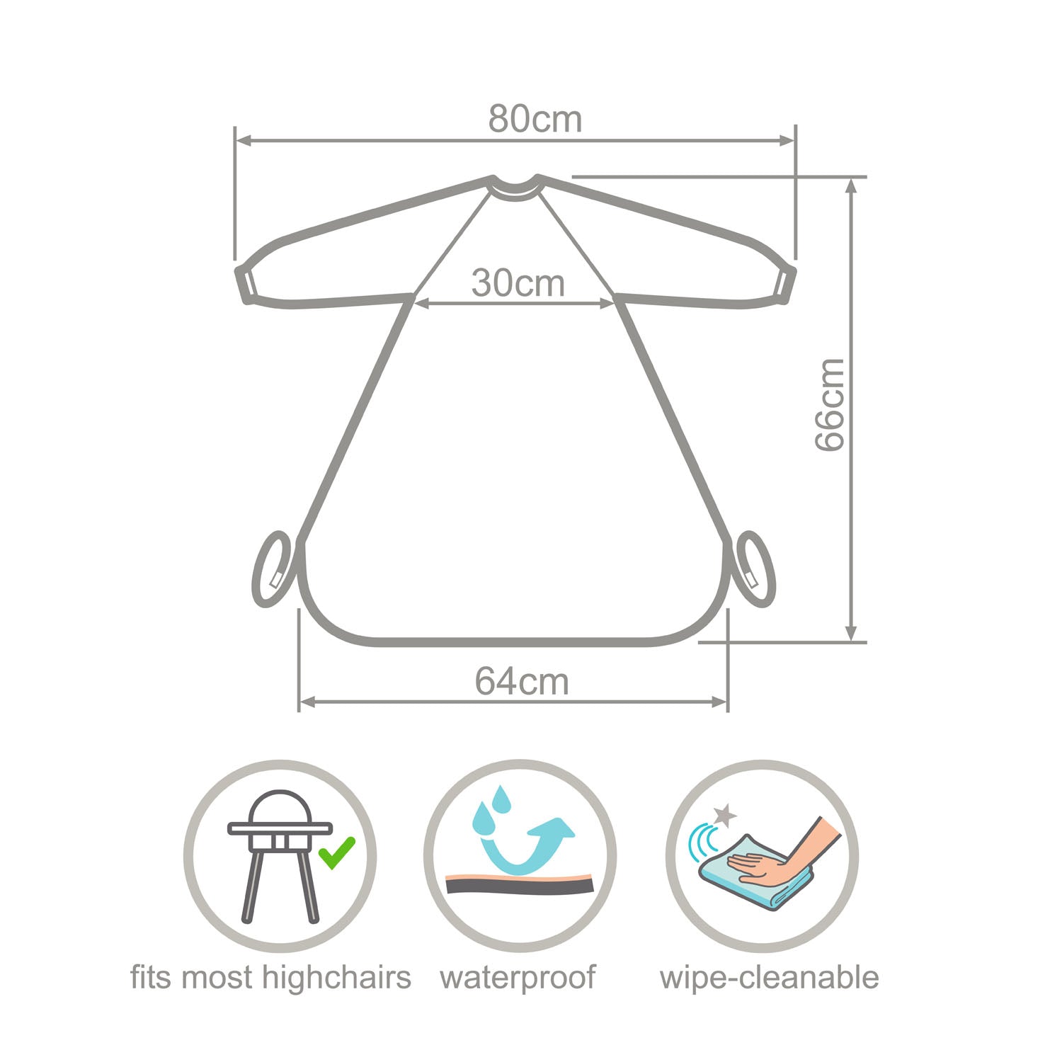 Wipeezee XL Coverall Bib - Grey Happy Fruit | Bibs | Bibetta