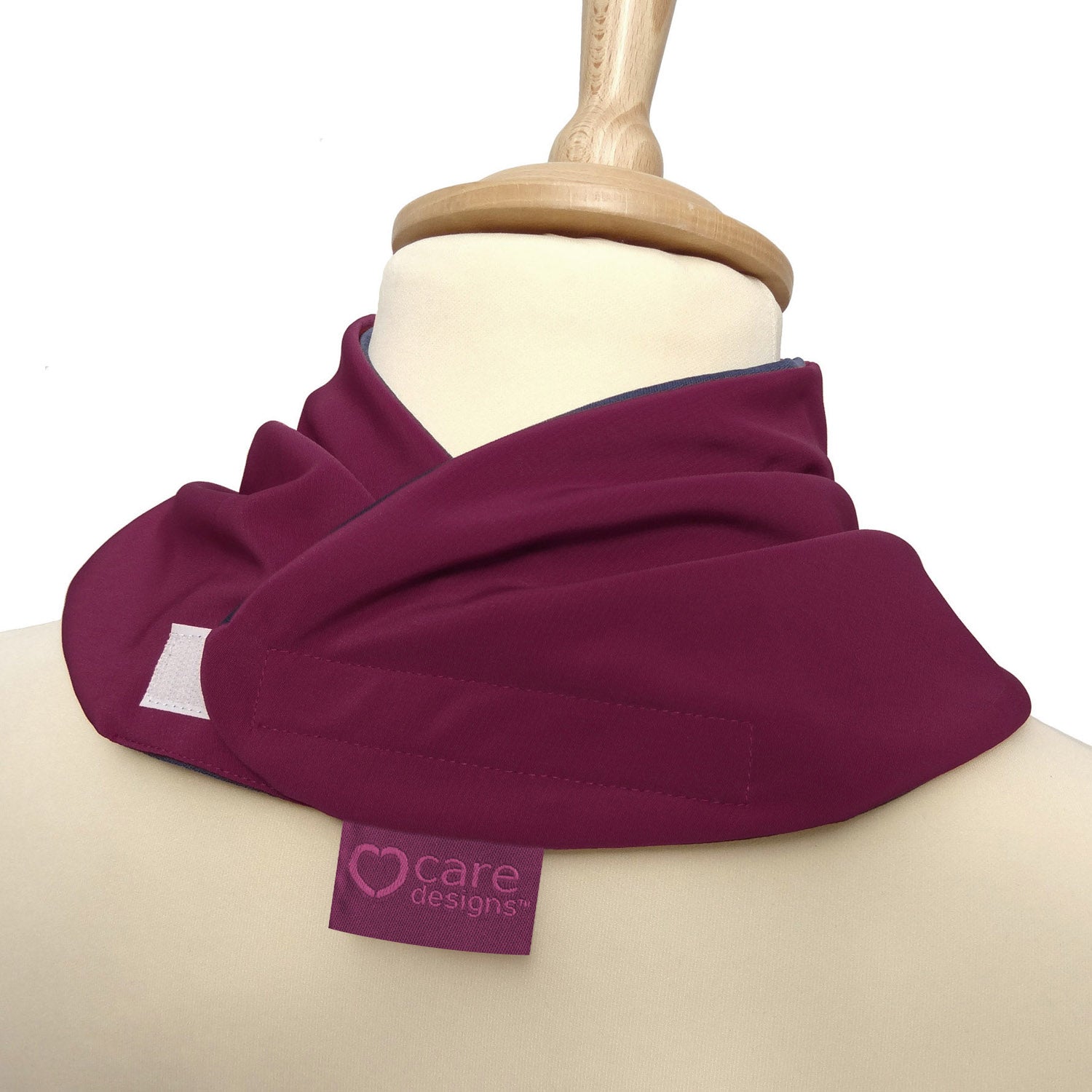 Large neckerchief style dribble bib - Burgundy | Health Care | Care Designs