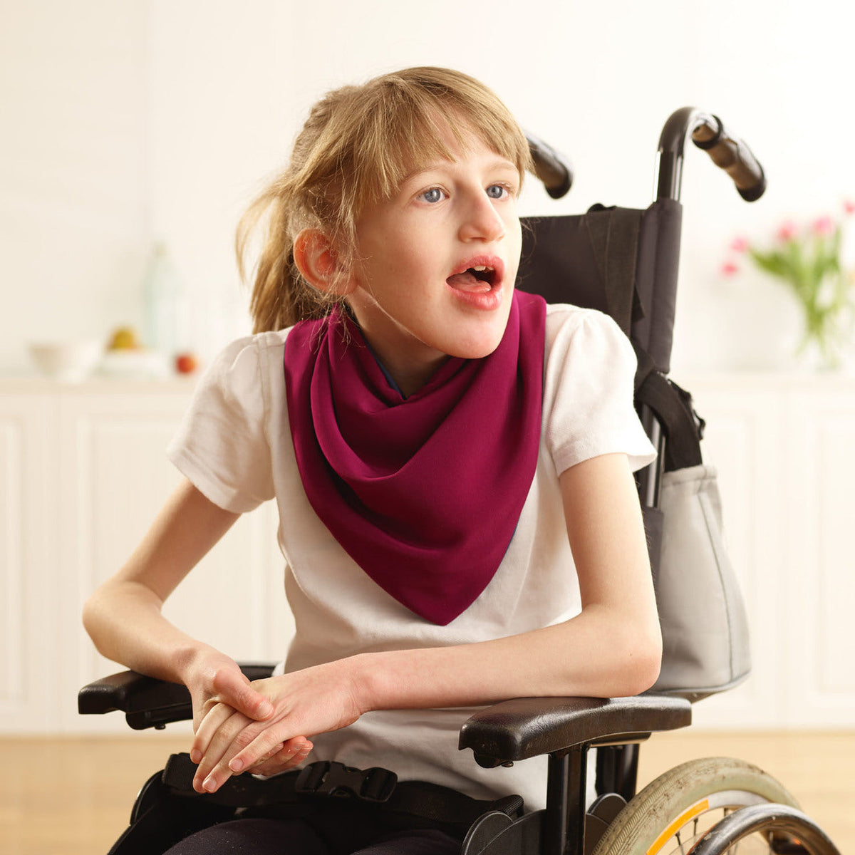 Neckerchief style dribble bib - Burgundy (UK VAT Exempt) | Health Care | Care Designs