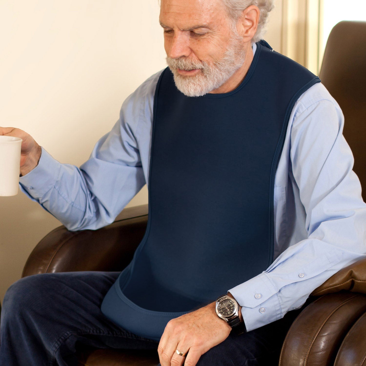 Tabard style adult bib - Medium Navy (UK VAT Exempt) | Health Care | Care Designs