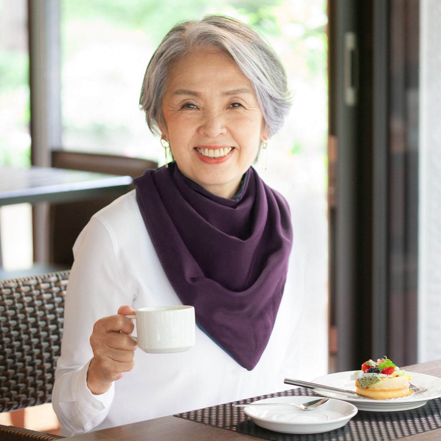 Large neckerchief style dribble bib - Aubergine | Health Care | Care Designs