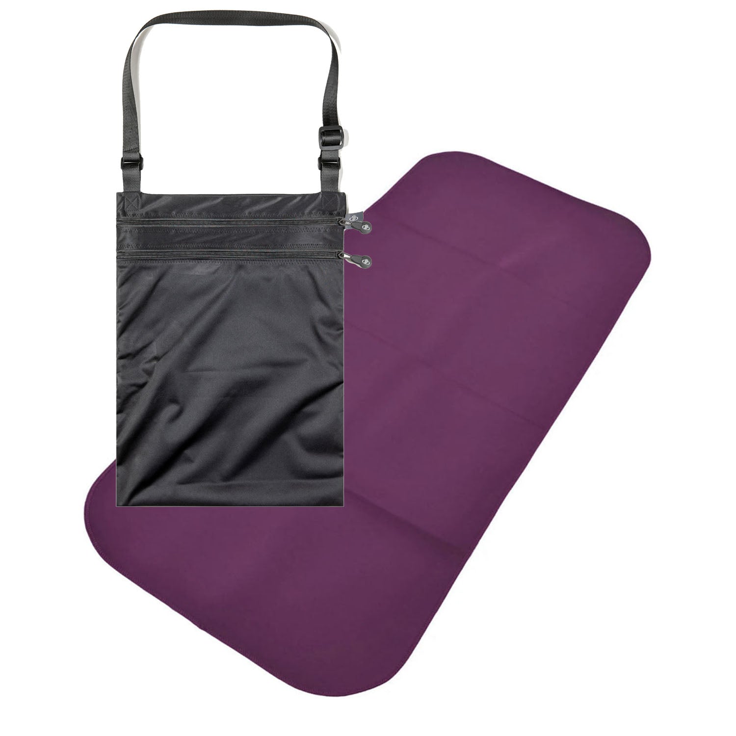 Junior Changing Mat and Waterproof Bag Set - Aubergine/Black (UK VAT Exempt)