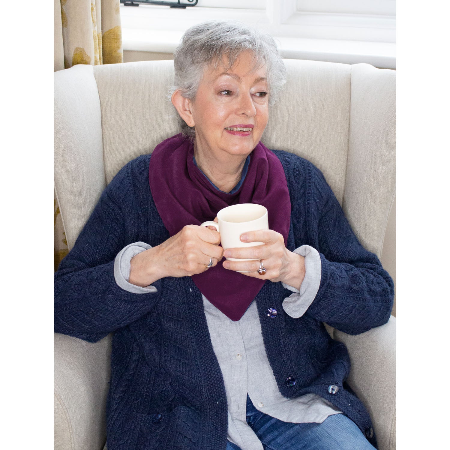 Large neckerchief style dribble bib - Aubergine | Health Care | Care Designs