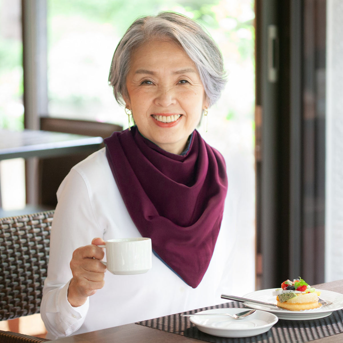 Large neckerchief style dribble bib - Burgundy | Health Care | Care Designs