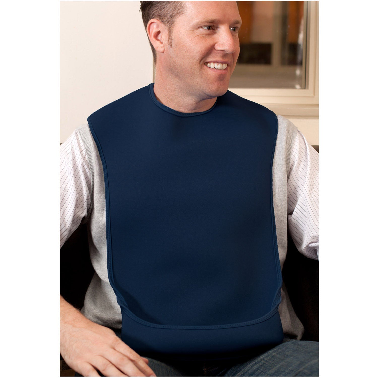 Tabard style adult bib - Medium Navy | Health Care | Care Designs
