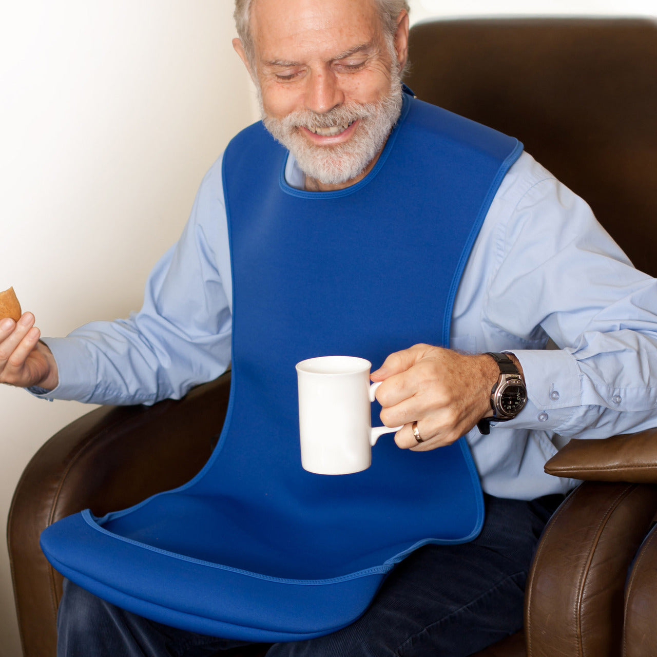 Tabard style adult bib - Large Blue (UK VAT Exempt) | Health Care | Care Designs