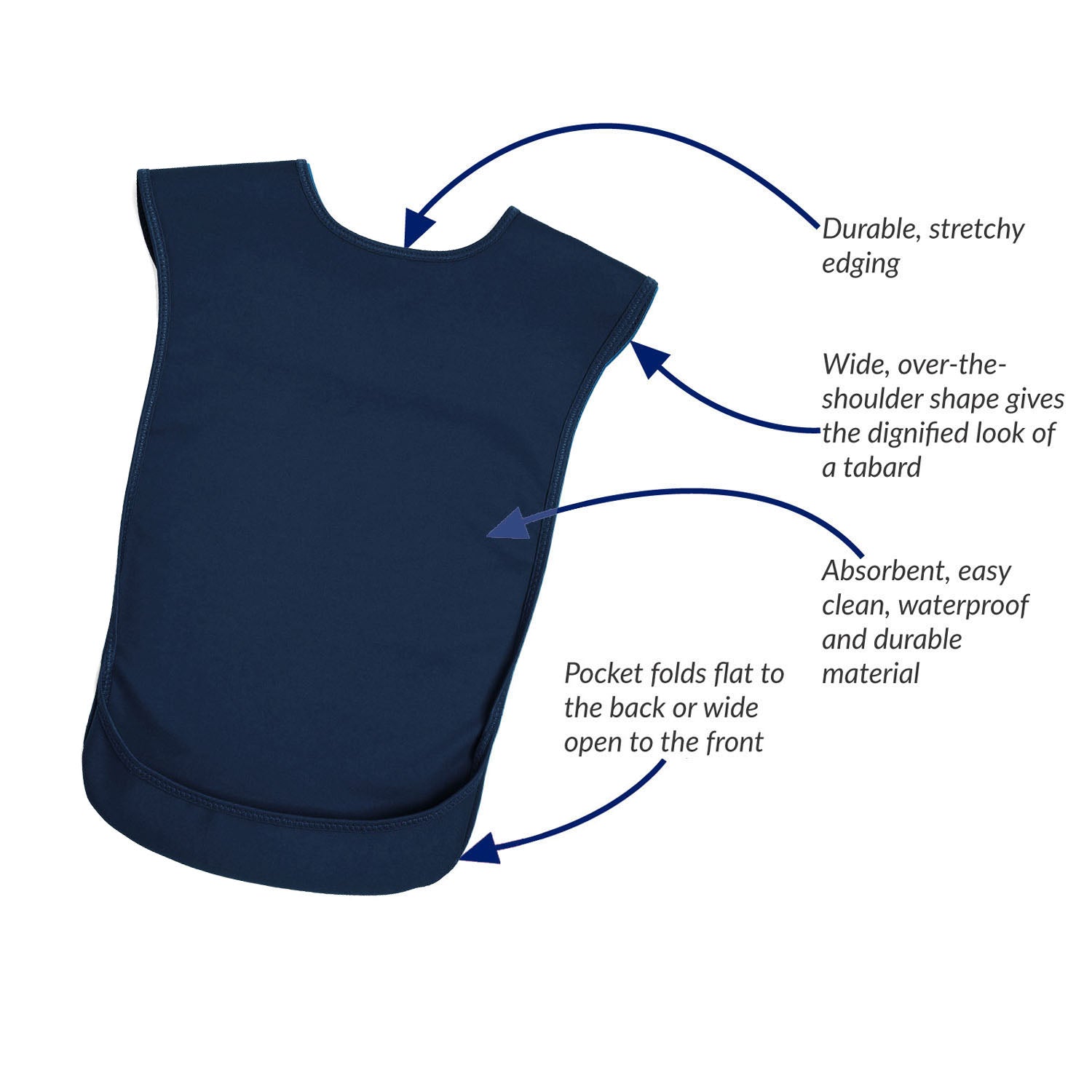 Tabard style adult bib - Medium Navy (UK VAT Exempt) | Health Care | Care Designs