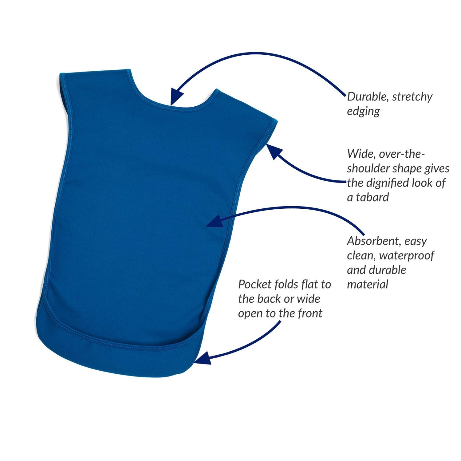 Tabard style adult bib - Large Blue (UK VAT Exempt) | Health Care | Care Designs