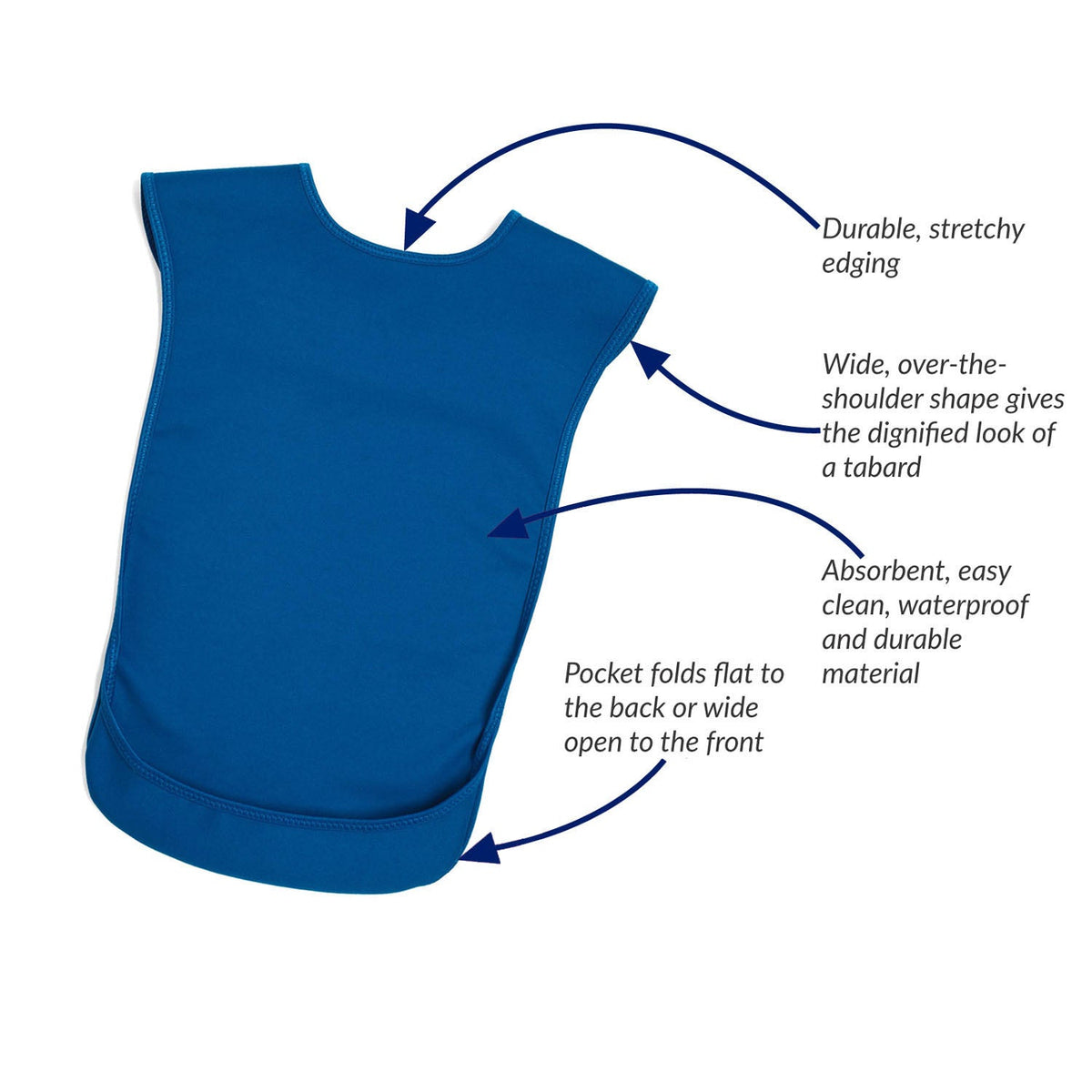 Tabard style adult bib - Small Blue (UK VAT Exempt) | Health Care | Care Designs