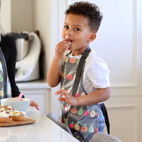 Wipeezee Child Apron and Splash Mat Bundle - Grey Happy Fruit