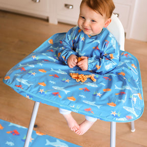 Wipeezee Coverall and XL Splash Mat Bundle - Turquoise Sea Creatures